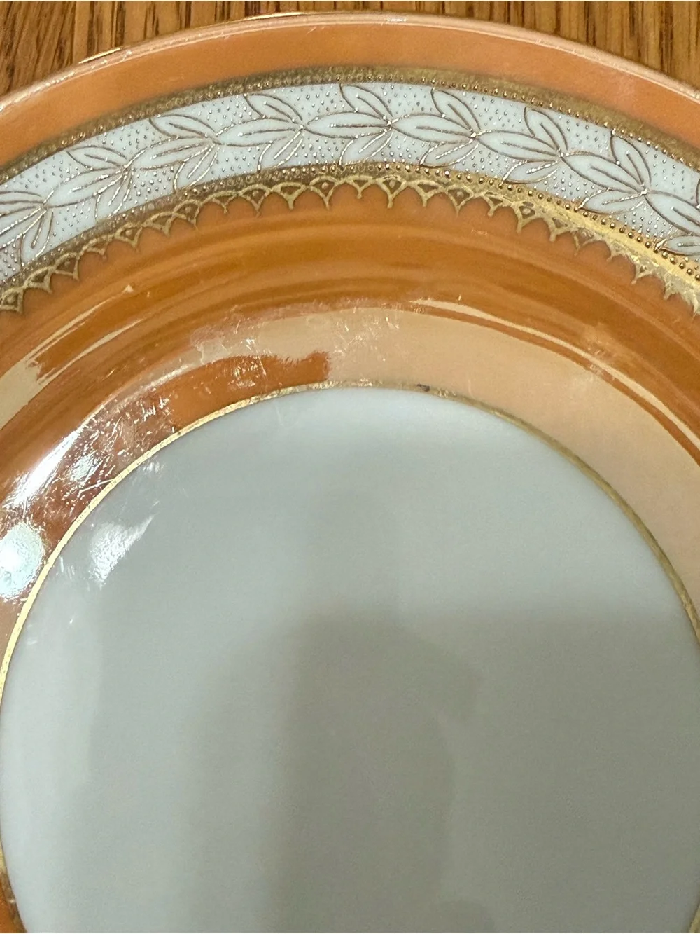 Noritake Peach/Gold Trim Dinner Plates Set (4)